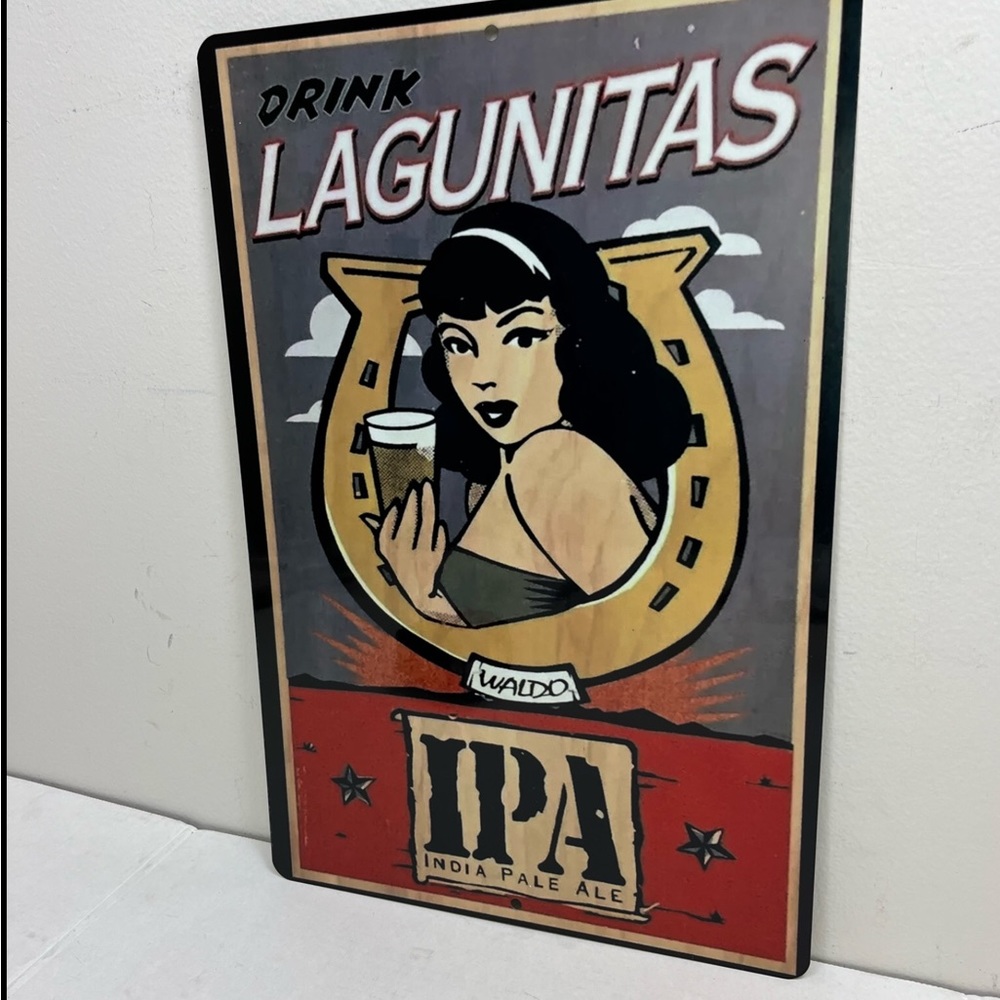 Lagunitas Waldo IPA Horse shoe pin up girl beer sign